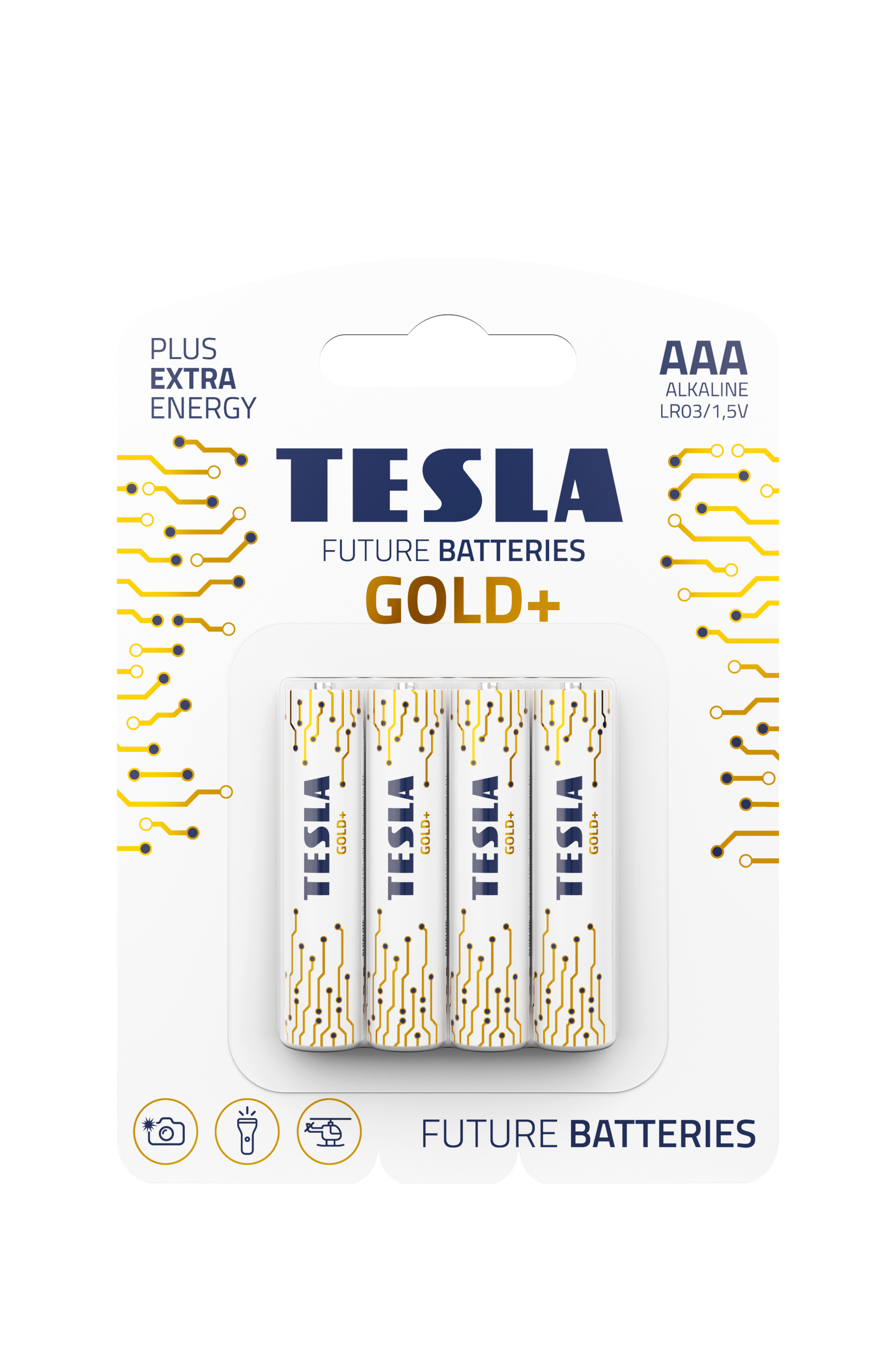 TESLA GOLD AAA 4pack open transparent