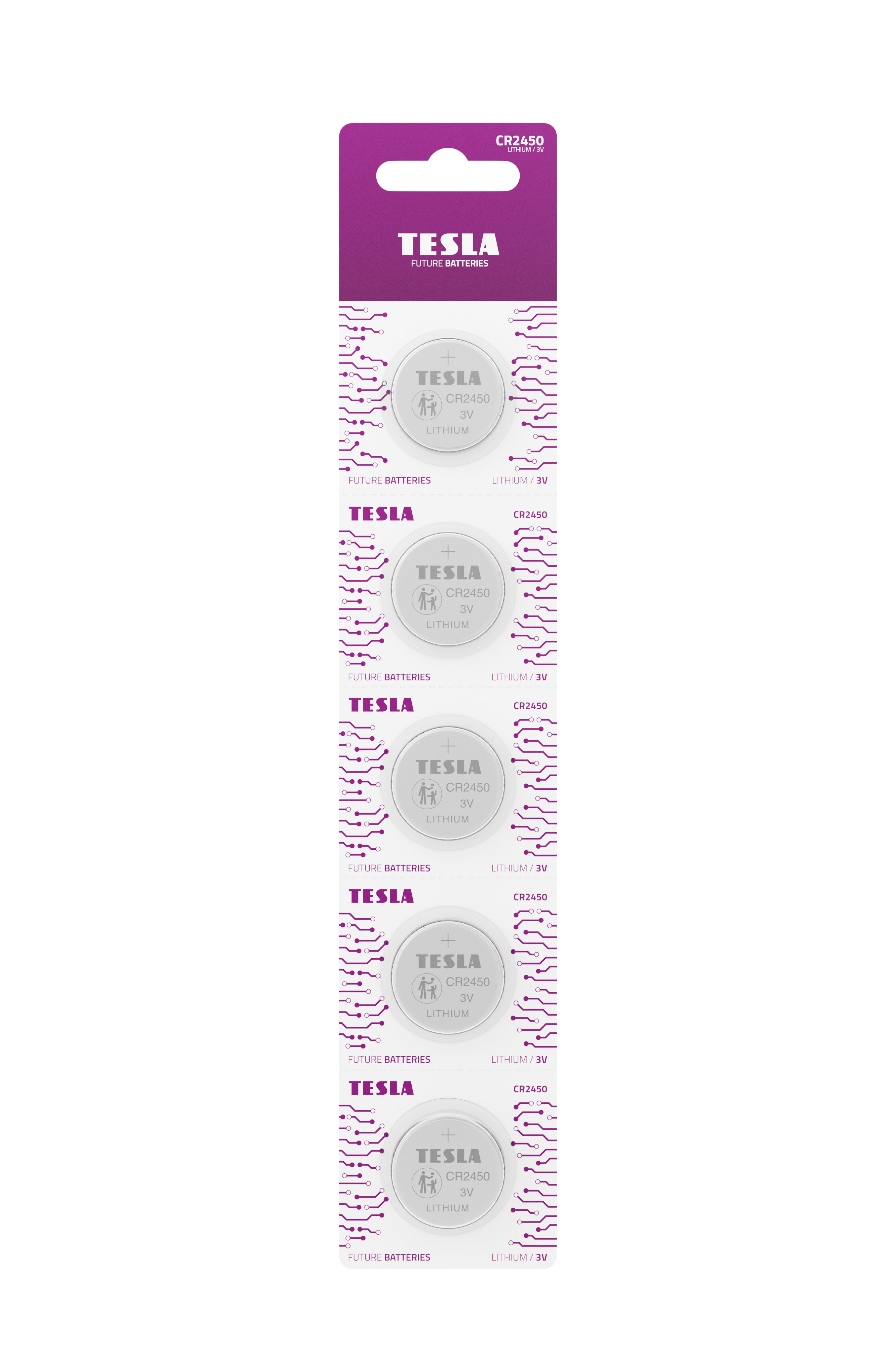 Tesla CR2450 blister 5pc front transparent 1