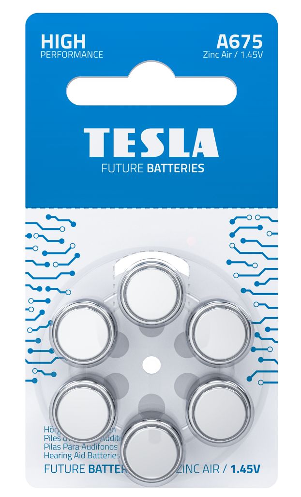 Tesla Sluchadlove Baterie zepredu A675